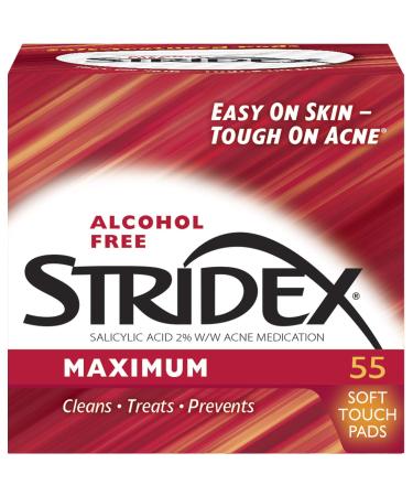 Stridex Strength Medicated Pads Maximum 55 Count pack 2 pack