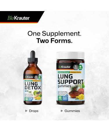 Lung Support Gummies - Herbal Lung Cleanse & Detox Supplement with Vitamin C - Mullein Leaf Blend for Respiratory Health - 60 Vegan Chews - Buy Online on GoSupps.com