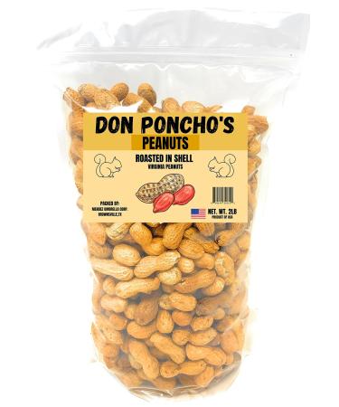 Don Poncho’s | Unsalted Peanuts In The Shell | Peanuts In Shell For Squirrels | Roasted In-Shell | Virginia Peanuts | Premium USA Grown | Net Wt. 2 lbs