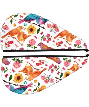 Super Absorbent Microfiber Hair Towel for Women | Flowers Birds and Butterflies Design | Quick Dry Coral Velvet Wrap for Long Curly Thick Hair - Buy Online on GoSupps.com