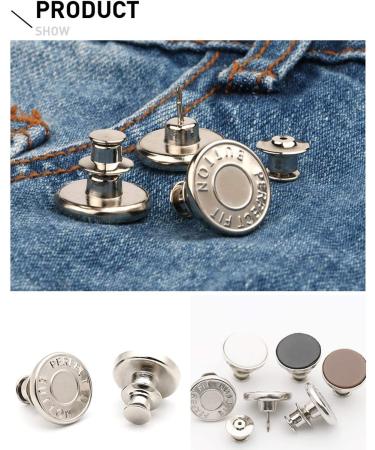 6 Pcs Adjustable Jean Button Pins for Pants - No Sew, No Tools Required | Instant Waist Tightener for Jeans | Reusable and Simple Installation (Style 1) - Buy Online on GoSupps.com