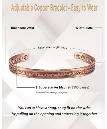 Pure Copper Bracelet for Men & Women - 6 Magnetic Design 16cm - Perfect Gift for Women - Buy Online on GoSupps.com