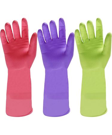 WOTPCRD 3 Pairs Kitchen Dishwashing Gloves Colorful Reusable Kitchen Gloves Anti-Slip Household Cleaning Gloves Rubber Cleaning Gloves Multipurpose Rubber Gloves for Washing Dishes and Cleaning Tasks - Buy Online on GoSupps.com