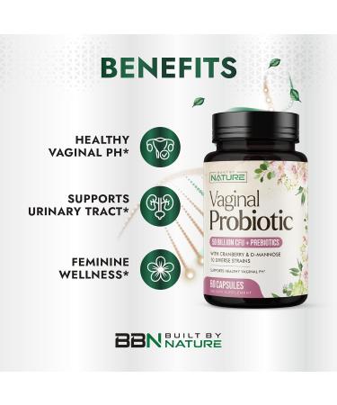 Built by Nature Vaginal Probiotics for Women pH Balance & Feminine Health with Prebiotics Lactobacillus & Cranberry Extract 50 Billion CFU Support UT Vaginal Odor & Flora 60 Capsules - Buy Online on GoSupps.com