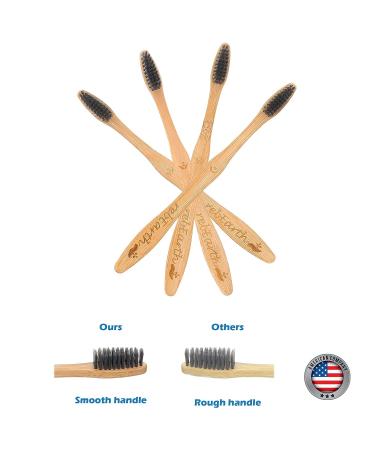 Bamboo Aesthetic Toothbrush Set of 4 | Ultra Soft Bristles | Black Charcoal Infused | American Brand | Eco-Friendly Dental Care - Buy Online on GoSupps.com