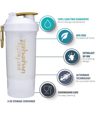 Smartshake 27oz Protein Shaker Bottle with Motivational Quotes & Attachable Storage - White | Perfect Fitness Gift - Buy Online on GoSupps.com