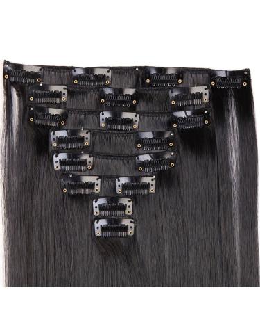 Clip-in Hair Extensions - Realistic Straight Black 26 (66cm) - 8 Wefts 140g - International Shipping - Buy Online on GoSupps.com