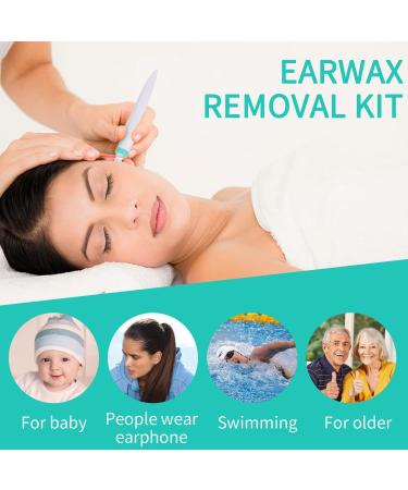 Q-Grips Ear Wax Removal Kit - Safe 360 Spiral Silicone Cleaner with 16 Washable Replacement Heads for Adults & Kids - Blue & White - Buy Online on GoSupps.com