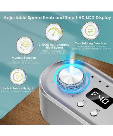JOEOEN Electric Nail Drill Machine 40000RPM - Professional Efile Kit for Acrylic and Gel Nails - Manicure Pedicure Polishing Tool - Gray - Buy Online on GoSupps.com