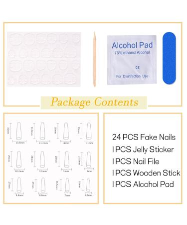 Coffin Press on Nails - Long Orange Glitter Acrylic Nails with Maple Leaves & Diamond Charms | 24Pcs Fall False Nails for Women - Buy Online on GoSupps.com