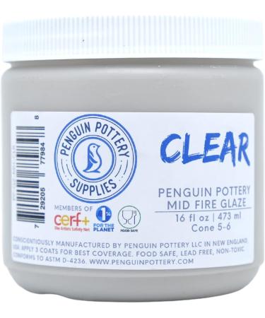 Penguin Pottery Clear Glaze for Cone 5-6 Mid Fire & High Fire Clay - 1 Pint (16 oz) - Buy Online on GoSupps.com