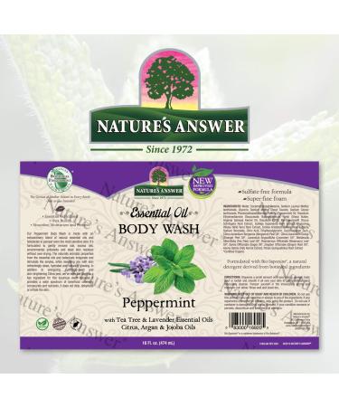 Nature's Answer Peppermint Essential Oil Body Wash - 16oz Pump for Sensitive Skin, Natural Exfoliation - Buy Online on GoSupps.com