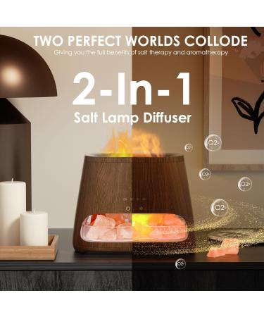 Buy Salking 2-in-1 Aroma Diffuser & Salt Range in Pakistan - Flame Effect Essential Oil Diffuser Cool Fog Humidifier with 3 Brightness Settings 150ml Dark Wood Design - Buy Online on GoSupps.com