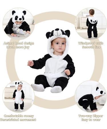 COOKY.D Baby Hooded Rompers | Winter Flannel Jumpsuit Pajamas | 6-12 Months Panda Design - Buy Online on GoSupps.com