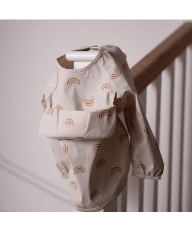  neeQbaby Play and Meal Bibs | Waterproof Long Sleeve Toddler Bibs with Chest Pocket | Rainbow & Clouds Design - International Shipping Available - Buy Online on GoSupps.com