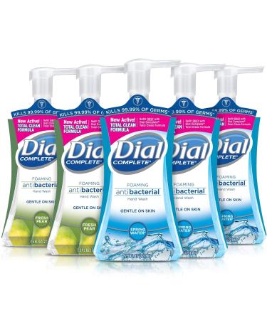 Dial Complete Antibacterial Foaming Hand Soap  2-Scent Variety Pack  Spring Water/Fresh Pear  7.5 Fluid Ounces Each   5 count (Pack of 1) Spring Water/Fresh Pear 5 Count (Pack of 1)