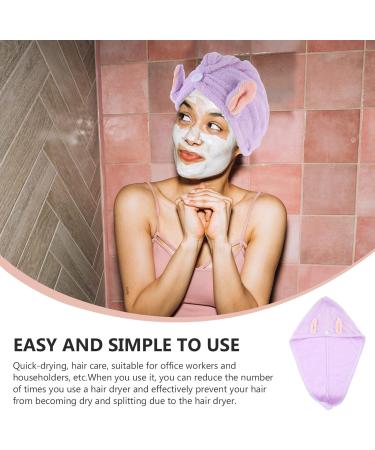MAGICLULU Hair Protection 4pcs Bunny Ears Dry Hair Hat Hair Ring Quick Dry Coral Fleece Hair Health Violet - Buy Online on GoSupps.com