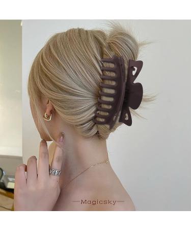 Magicsky Large Hair Claw Clips 10PCS - Strong Hold Butterfly Banana Clips for Women & Girls - Matte Black & Brown Neutral - Buy Online on GoSupps.com