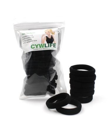CYWLIFE 12-14MM Large Hair Ties Bands for Women Girls Men for SUPER Thick Curly Heavy Hair  20 PCS Black  No Crease Seamless Ponytail Holders Scrunchie  No Damage No Slip Soft Hair Elastics