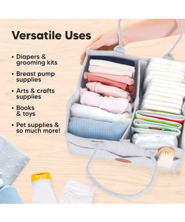 Large Baby Diaper Caddy Organizer for Changing Table - Nursery Storage Organizer (Classic Gray) - Buy Online on GoSupps.com