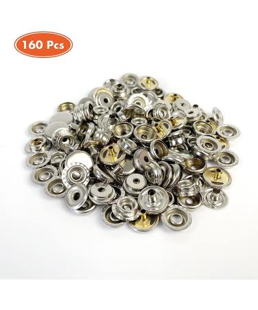 160 pcs Stainless Steel Snap Fasteners Kit - Marine Grade Boat Canvas Snaps - 3/8 Metal Snaps for Clothing, Leather, and Boat Covers - Buy Online on GoSupps.com