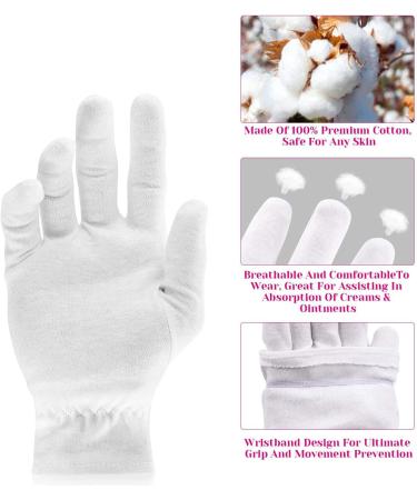 Moisturizing Gloves for Overnight Therapy - 3 Pairs | Premium White Cotton for Eczema, Dry, Sensitive Skin | One Size Fits Most - Buy Online on GoSupps.com