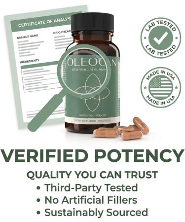 Oleocan Olive Oil Polyphenol Capsules 90-Day Supply 3.5mg Oleocanthal & 3.5mg Oleacein Natural Joint & Inflammation Support Mediterranean Diet Supplement EVOO Extract - Buy Online on GoSupps.com