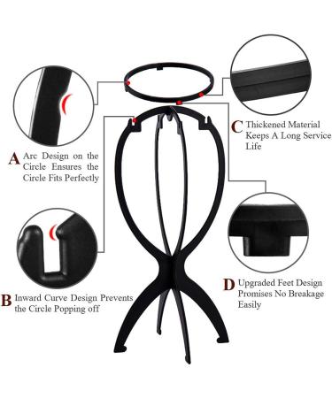 High-Quality Portable Wig Stand Holder | 6 Stucco Plastic Wig Dryer & Display Holder - Movable & Durable Black Design - Buy Online on GoSupps.com