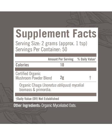 Om Mushroom Superfood Chaga Powder - Organic 3.5 oz, 50 Servings, Antioxidants & Immune Support - Buy Online on GoSupps.com