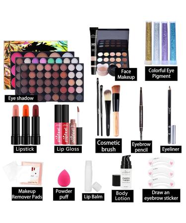Professional Makeup Set | Mknzome Cosmetics Starter Kit with Travel Makeup Bag | Christmas Gift Idea with Eyeshadow Eyebrow Cream Lipstick & More - Buy Online on GoSupps.com