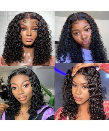 4x4 Water Wave Lace Front Wigs for Black Women Brazilian Virgin HD Lace Closure Wigs Human Hair Water Wave Clourse Wig Human Hair Pre Plucked 180% Density Natural Color (14 Inch) 14 Inch 4×4 water wave