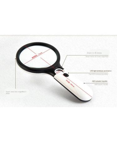 Double Lens with 3 LED Lights Racket Handheld high Power Reading Plastic Magnifying Glass with Lights 6902white free - Buy Online on GoSupps.com