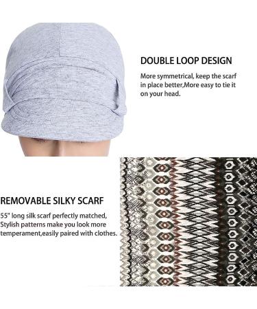 JarseHera Bamboo Cotton Chemo Newsboy Cap & Scarf Set - Light Gray - Buy Online on GoSupps.com