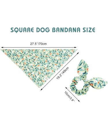 Green Dog Bandana & Matching Scrunchie Set for Medium Large Dogs - Pet Owner Gift - Washable Kerchief Bibs - Birthday Gift - 05-Green White - Large - Buy Online on GoSupps.com