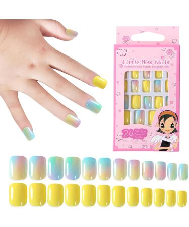 Press On Nails for Kids Little Girls Fake Nails - Children Fake Artificial False Nail Tips Pre Glue Full Nails for Girls Kids Decoration - Buy Online on GoSupps.com