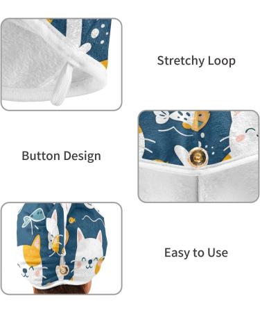 Cute Cat Fish Hair Towel 2 Pack - Super Absorbent Quick Dry Hair Turbans for Women & Girls - Buy Online on GoSupps.com