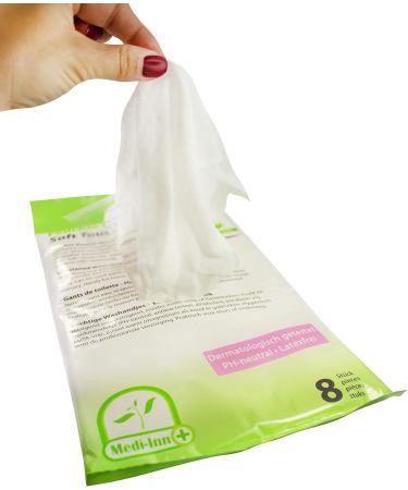Medi-Inn+ Wet Disposable Wash Gloves | Premium Aloe Vera Washcloths | Soft Touch | 48 Pieces for Gentle Cleaning - Buy Online on GoSupps.com