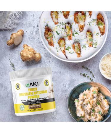 AKI Inulin Jerusalem Artichoke Powder (6oz/170g) - Fiber-Rich Prebiotic for Coffee, Tea, Smoothies & More | Vegan & Gluten-Free - Buy Online on GoSupps.com