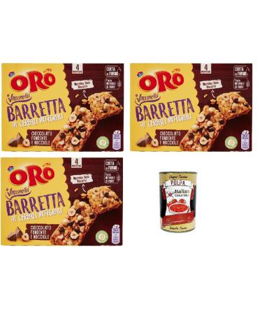 Italian Gourmet E.R. Oro Saiwa Barretta ai Cereali Integrali e al Cioccolato Fondente e Nocciole snack bar with whole cereals and dark chocolates and hazelnuts 3 x 160 g + Italian Gourmet pulp 400 g