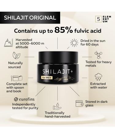5 elementum Shilajit Pure Himalaya 25 g Shilajit resin with evening primrose oil and 82 fulvic acid of course Mumijo very concentrated Himalayan supplement + dosing spoon 500 mg 25 G For Men - Buy Online on GoSupps.com
