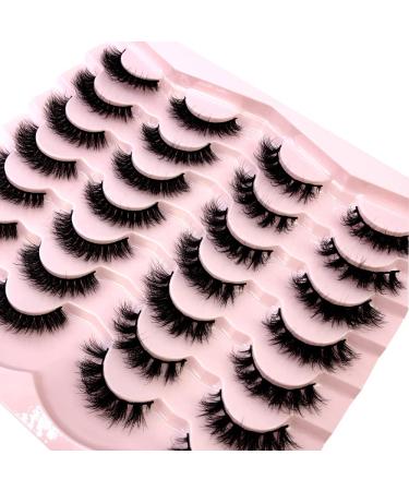 HBZGTLAD 14/16 Pairs Mink Lashes Fluffy Soft Wispy Natural Cross Eyelash Extension - Reusable Dramatic False Eyelashes - Buy Online on GoSupps.com