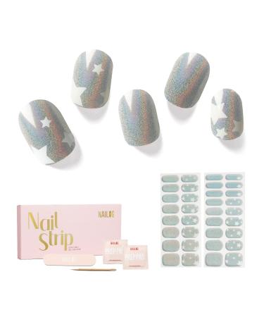 NAILOG Semi Cured Gel Nail Strips 34 pcs Salon-Quality Gel Nail Stickers Long Lasting Nail Wraps for Women with Soft Gel Finish Shimmery Stars - Buy Online on GoSupps.com