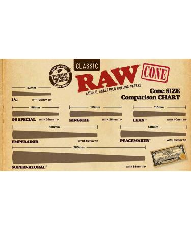 Raw Classic Lean Cones - Natural Unrefined Rolling Paper - 20 Pre-rolled Cones Per Pack (2 Pack) 20 Count (Pack of 2) - Buy Online on GoSupps.com