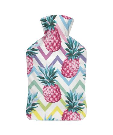 Hot Water Bottle With Lid Pineapple Pattern Rubber Hot Water Bag For Pain Relief Cramps Foot Warmer Hot And Cold Therapy