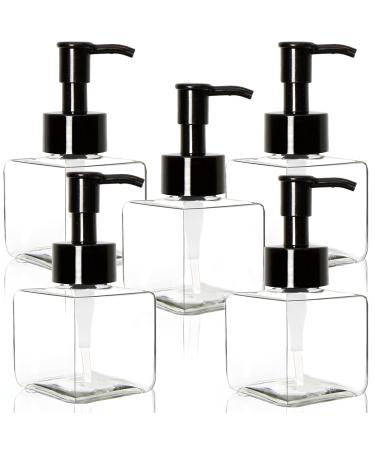 Youngever 5 Pack 4 Ounce Plastic Pump Bottles, Square Refillable Plastic Pump Bottles for Dispensing Lotions, Liquid Soap (Clear with Black Pump)