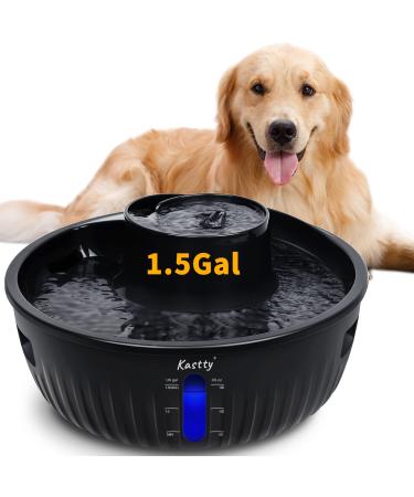 Kastty 195oz/6L Dog Water Fountain Premium Large Pet Water Fountain Ultra Quiet BPA-Free Cat Fountain, Safe Smart Pump& Triple Filtration, 2 Filter Sets, Ideal for S-L Dogs and Multi-Pet Families Black