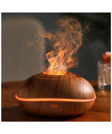Flames diffuser with 7 colors flames effect 200ml silent dumplings with flame effect with waterless automatic shutdown for room fragrance Wood grain