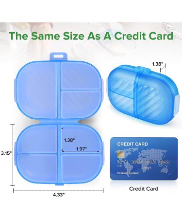 2 Pack Compact Travel Pill Organizer - Small Pill Box with 7 Compartments - Daily Pill Case for Pocket - Portable Medicine Container for Vitamins & Supplements (Blue) - Buy Online on GoSupps.com