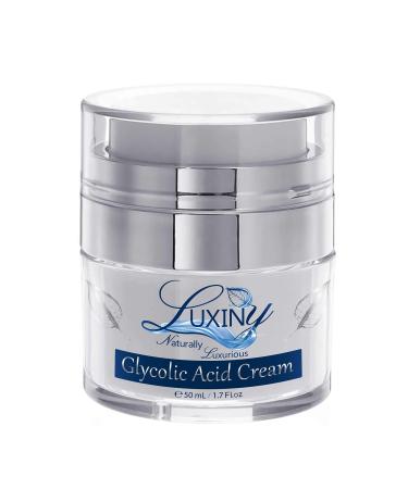 Luxiny 10% Glycolic Acid Face Cream |Hydrating Face Moisturizer with Alpha Hydroxy Acid |Natural Chemical Exfoliant for Face |Anti-Aging Cystic Acne |Soothing Aloe Green Tea Sunflower Oil 1.7 oz