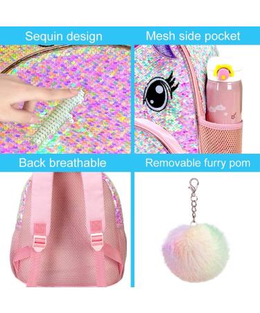Toddler Backpack for Girls  12" Unicorn Sequin Kids Bookbag Unicorn Pink - Buy Online on GoSupps.com